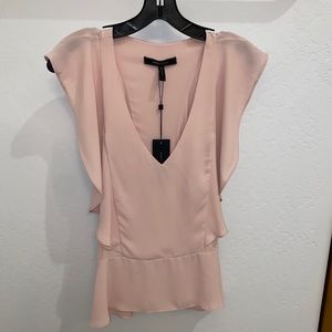 NWT- BCBGMAXAZRIA Flutter-sleeve blouse